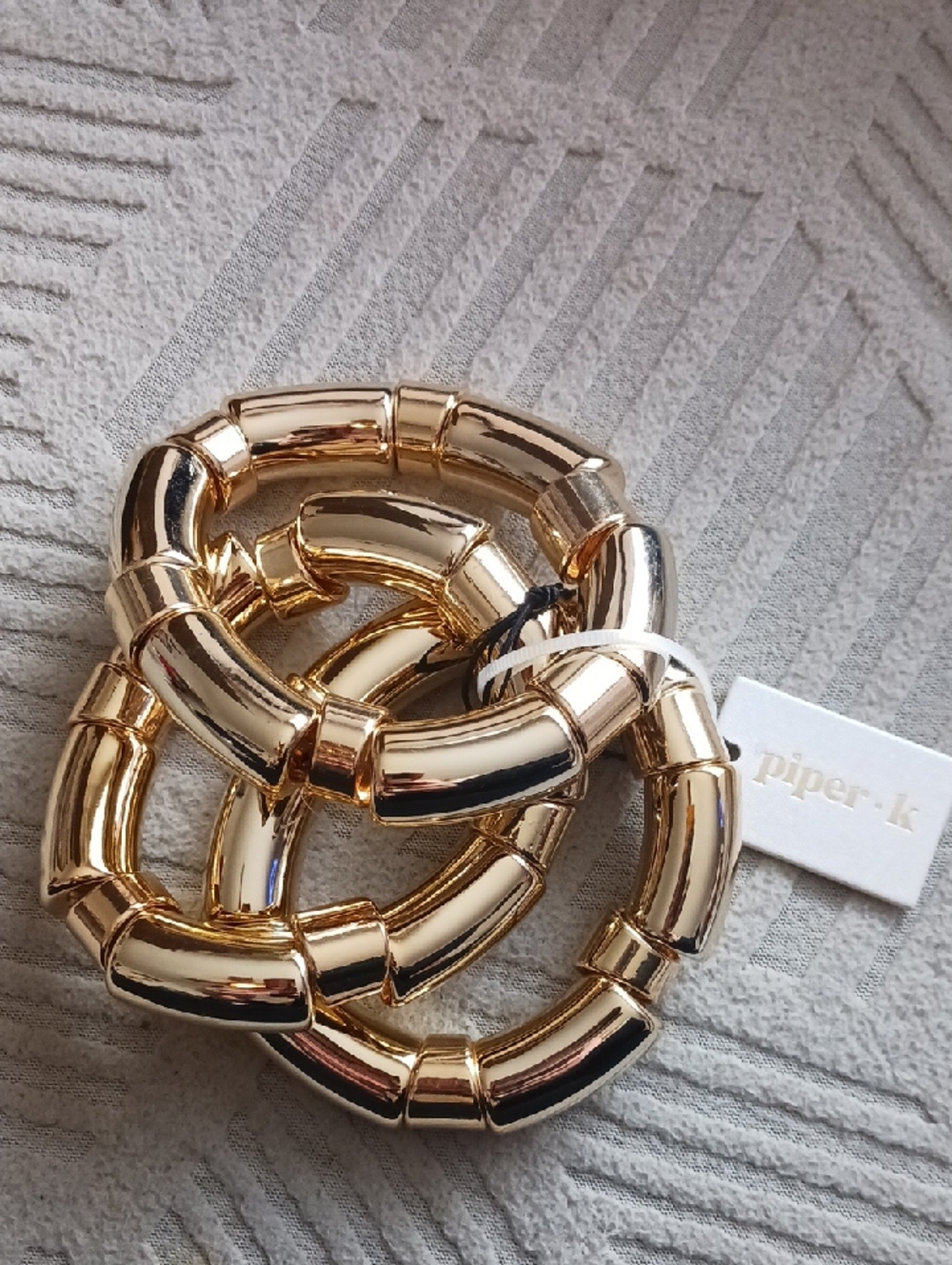 NWT Piper Gold Bamboo-Link Stretch Bracelet Trio